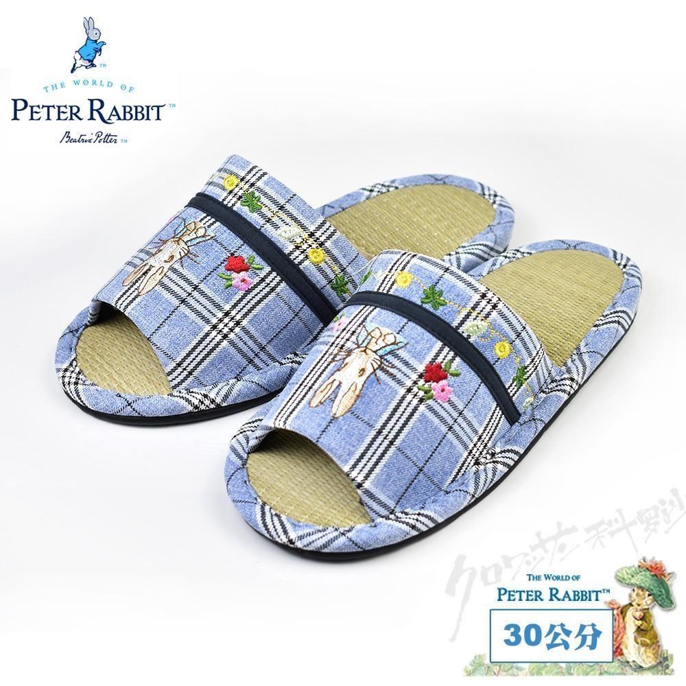 PETER RABBIT 比得兔 TP格花兔顏藤葉草拖 藍30CM