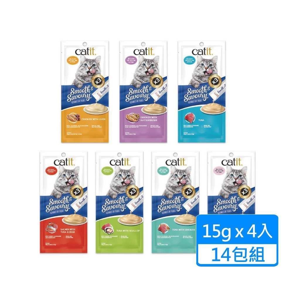 Catit 嘿卡堤 鮮溜肉泥 15gx4入/包 14包組