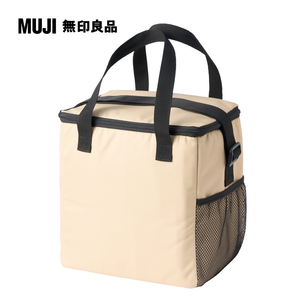 MUJI 無印良品 再生聚酯纖維2WAY保冷購物袋/小/原色棕約寬24×長18×高26cm