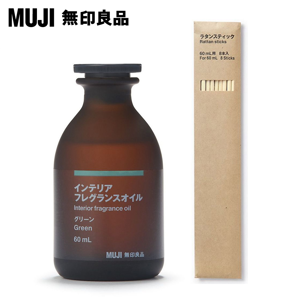 【MUJI 無印良品】空間芬香油/60ml.綠意+專用藤枝(60ml用)*8入 - PChome 24h購物