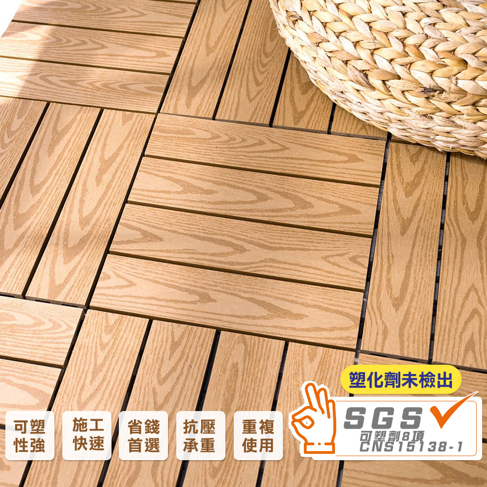 樂嫚妮 園藝/陽台防潮耐磨壓紋塑木地板 (0.25坪)