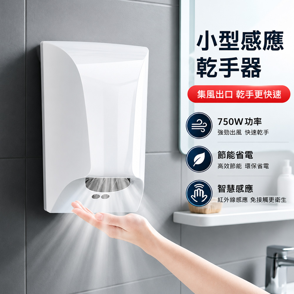 Rtako 廁所全自動烘手器 吹手烘手機 全自動乾手機 750W 省空間乾手器 低噪節能 壁掛式