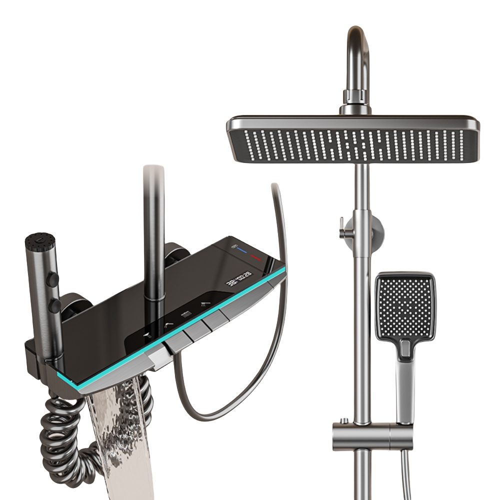  【一本店鋪】L13數顯恆溫淋浴花灑組 雨淋頂噴(淋浴花灑 花灑淋浴組 花灑蓮蓬頭 花灑套裝)
