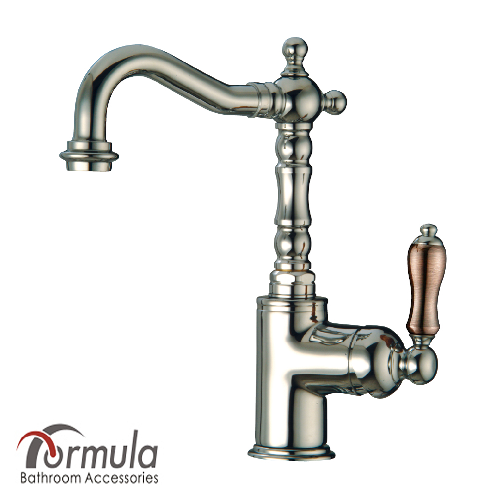 【Formula】歐式美學竹節造型 單把手 面盆龍頭 洗手台龍頭 晶亮銀/琥珀金《不含安裝》