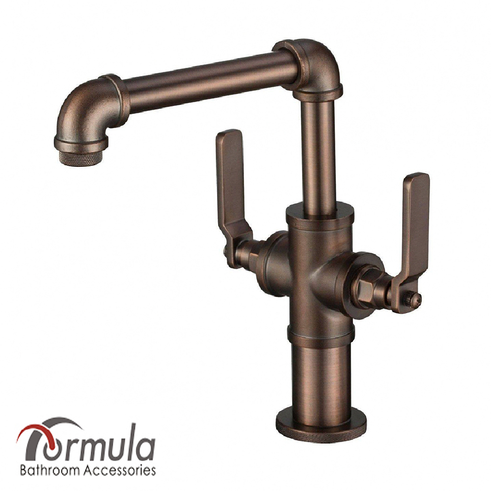 【Formula】極重工業風格 琥珀棕 雙把手 面盆龍頭 洗手台龍頭《不含安裝》