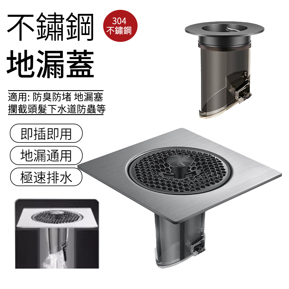 E.Co 不鏽鋼防臭落水頭 排水孔防蟲地漏芯 防臭地漏蓋 落水頭地漏塞 (免拆安裝/浴室陽台防返味防堵塞神器)