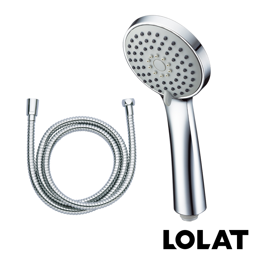 LOLAT 羅力 低水壓大流量三段輕型蓮蓬頭+1.5m軟管適用各環境/舒適/各大通路愛用款/鉻
