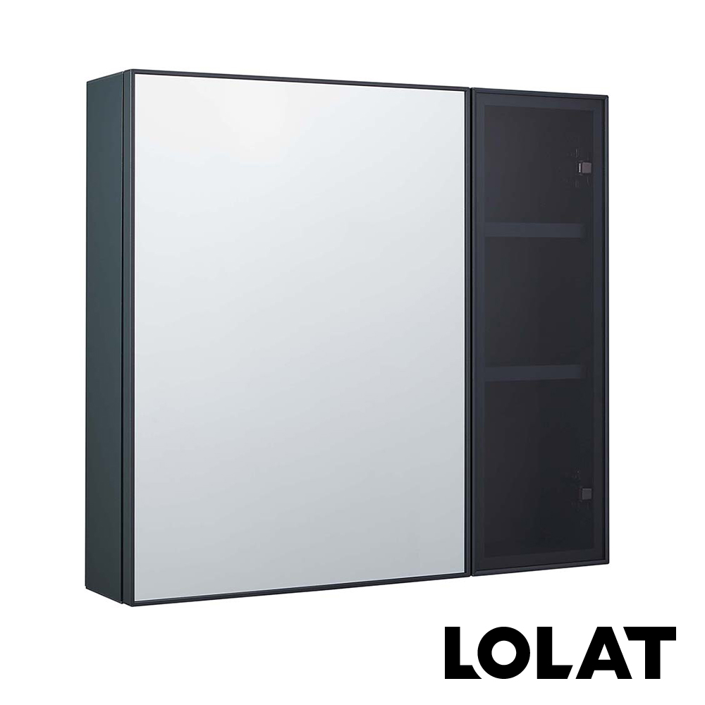 LOLAT 羅力 鋁合金置物收納鏡櫃-槍灰色MA502