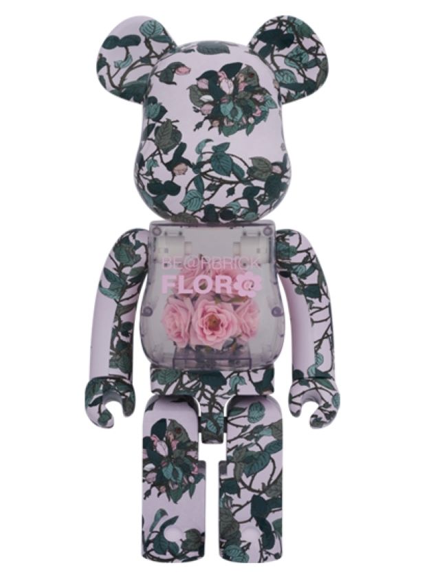 BE@RBRICK FLOR@ PINK ROSE 1000% 粉色 玫瑰肚中花