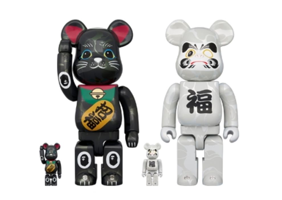 BE@RBRICK BAPE 招財猫黒達磨白100 & 400 (4体) - PChome 24h購物