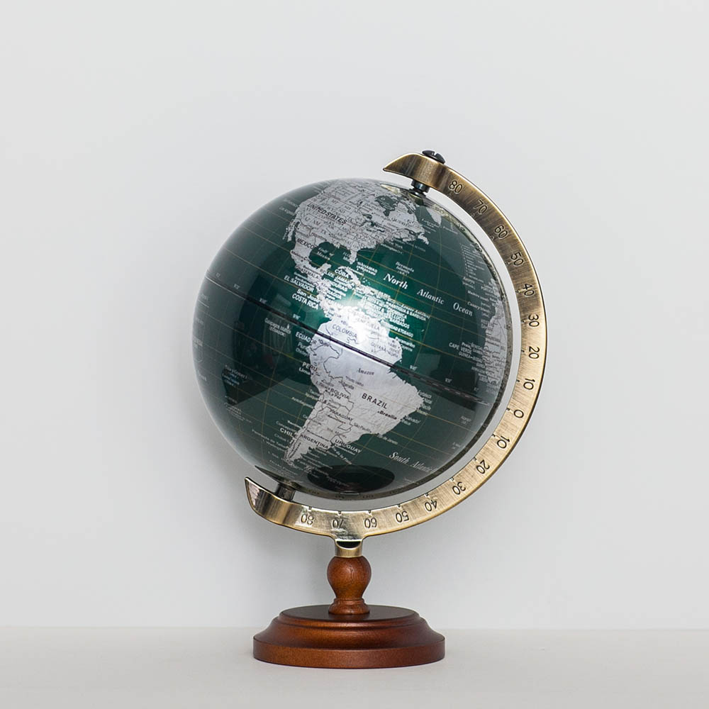 【WUZ屋子】SkyGlobe 6吋網版七彩綠刻度尺木頭底座地球儀