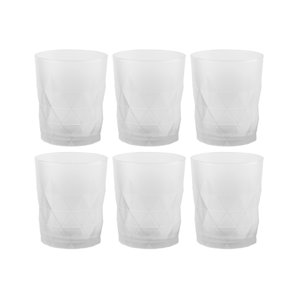 EXCELSA 義大利 Luxor玻璃杯6入(霧透菱紋320ml) / 水杯 茶杯 咖啡杯 可機洗 洗碗機可洗