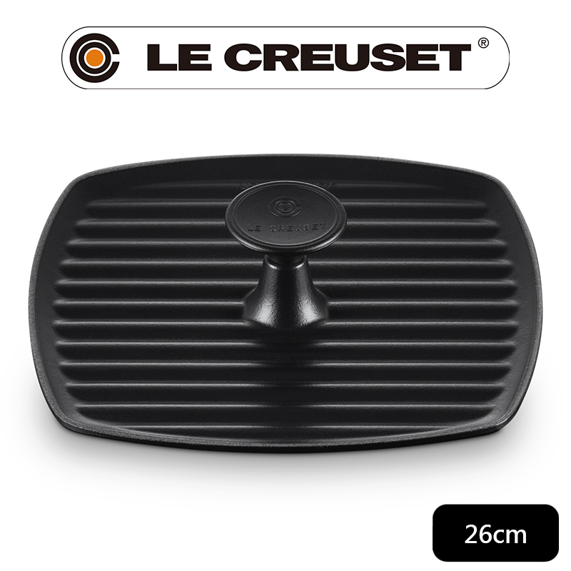 LE CREUSET 帕尼尼鐵壓盤 26 cm(沉靜黑-電木頭)