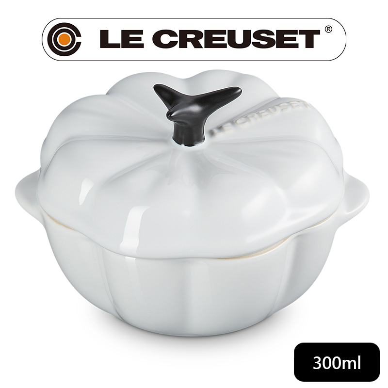 LE CREUSET 萬聖節 瓷器南瓜烤盅300ml(水霧白)