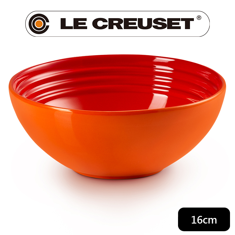 LE CREUSET -瓷器早餐穀片碗 16cm (火焰橘-無盒)