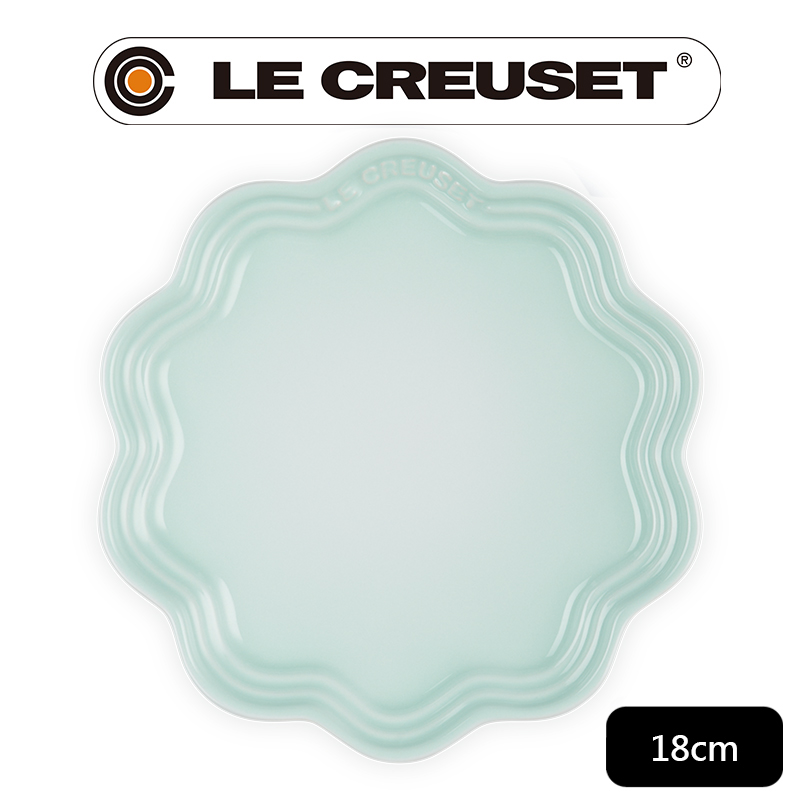 LE CREUSET -瓷器蕾絲花邊盤 18cm (冰川綠-無盒)