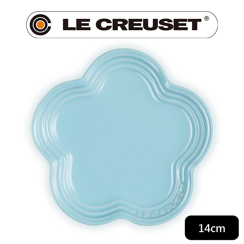 LE CREUSET 瓷器花型淺盤(小)14cm (亮藍-無盒)