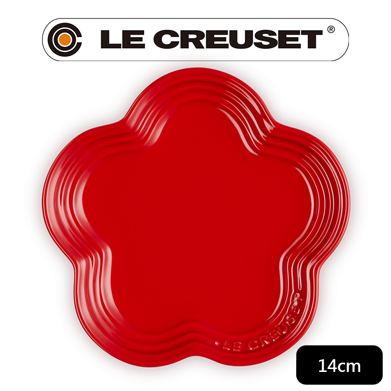 LE CREUSET 瓷器花型淺盤(小)14cm (胭脂紅-無盒)