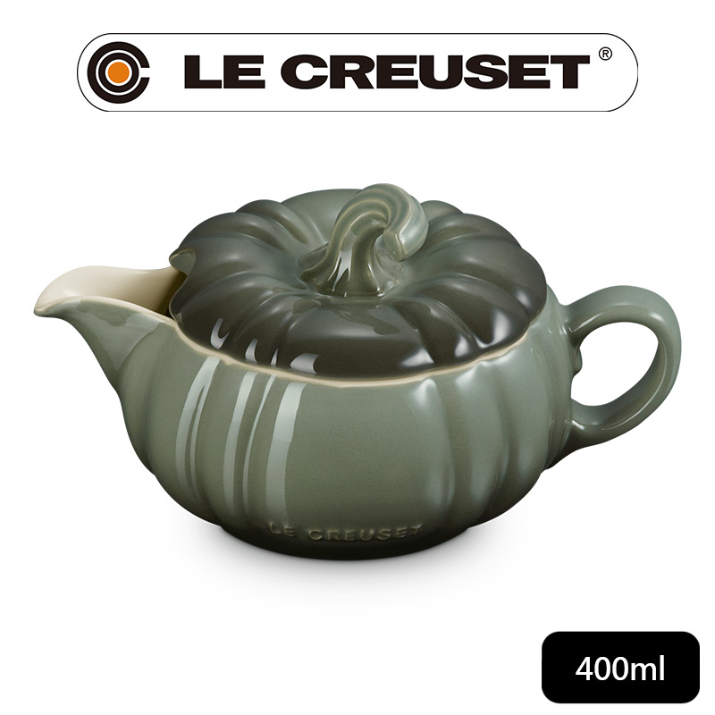 LE CREUSET -萬聖節 瓷器南瓜造型醬汁盅400ml(百里香綠)