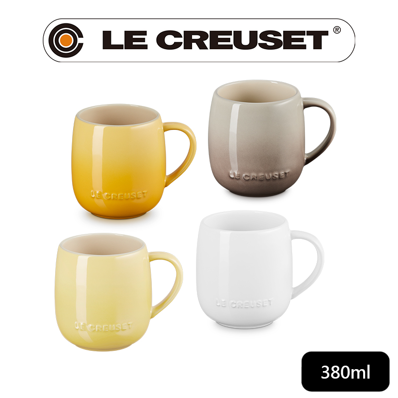 LE CREUSET -瓷器蛋蛋馬克杯380ml (蜂蜜黃/含羞草黃/雪花白/肉豆蔻 4色選1)