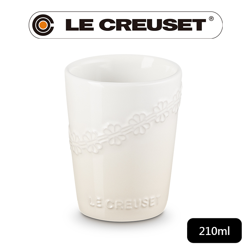 LE CREUSET -蕾絲花恬系列瓷器萬用杯210ml (蛋白霜)