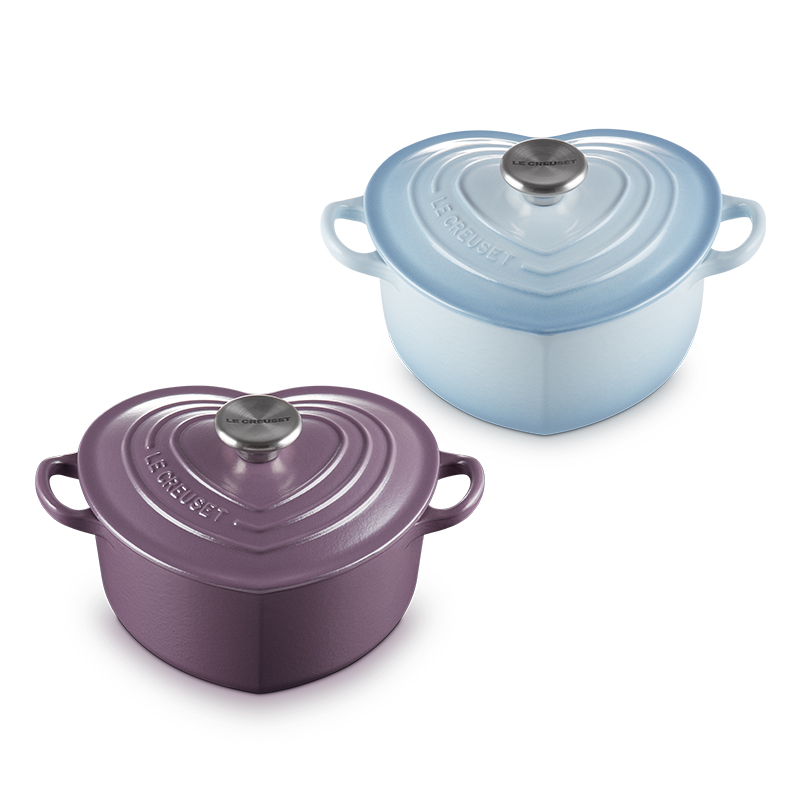 LE CREUSET -琺瑯鑄鐵鍋愛心鍋20cm (海岸藍/水晶紫) - PChome 24h購物