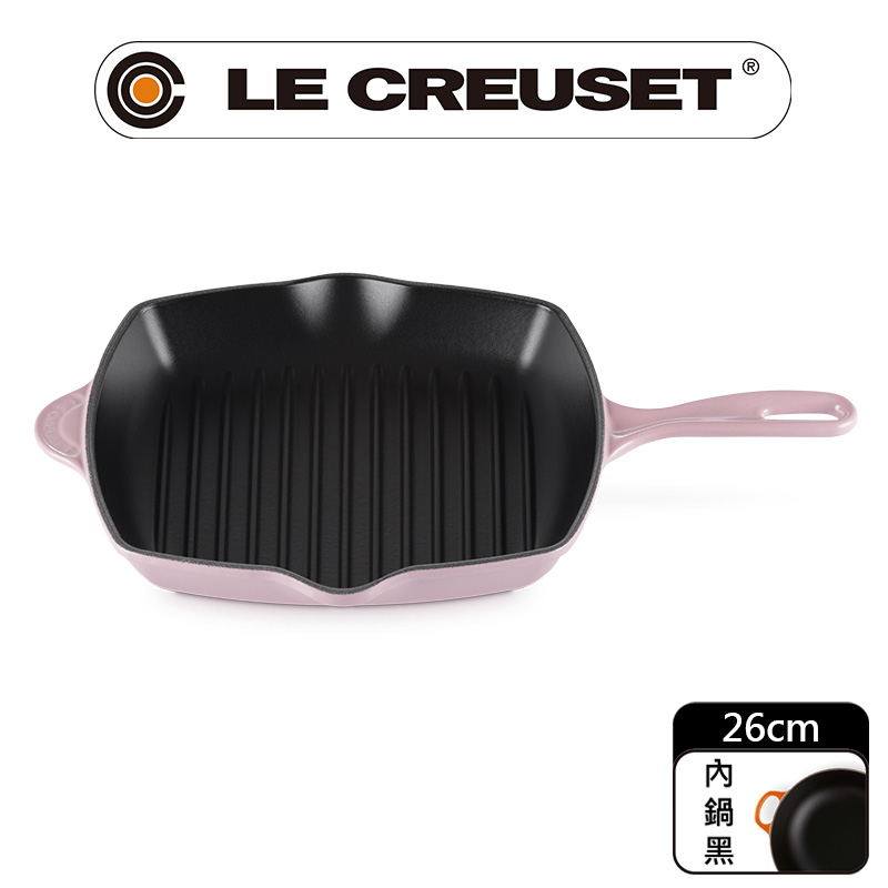 LE CREUSET 琺瑯鑄鐵鍋單柄方烤盤26cm (雪紡粉)