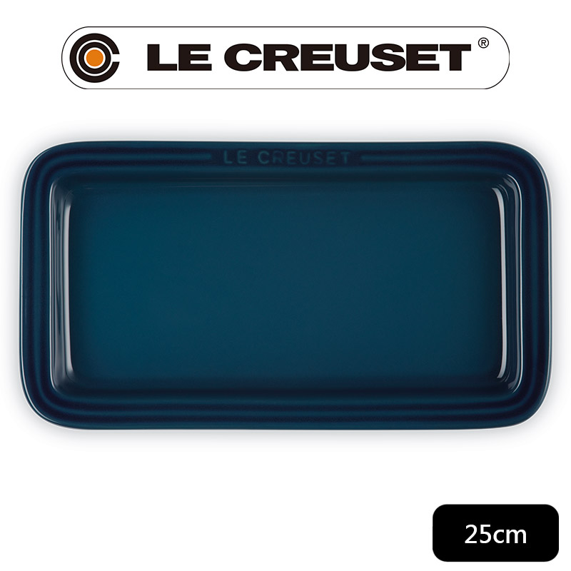 LE CREUSET -瓷器長方盤 25cm (極光午夜藍)
