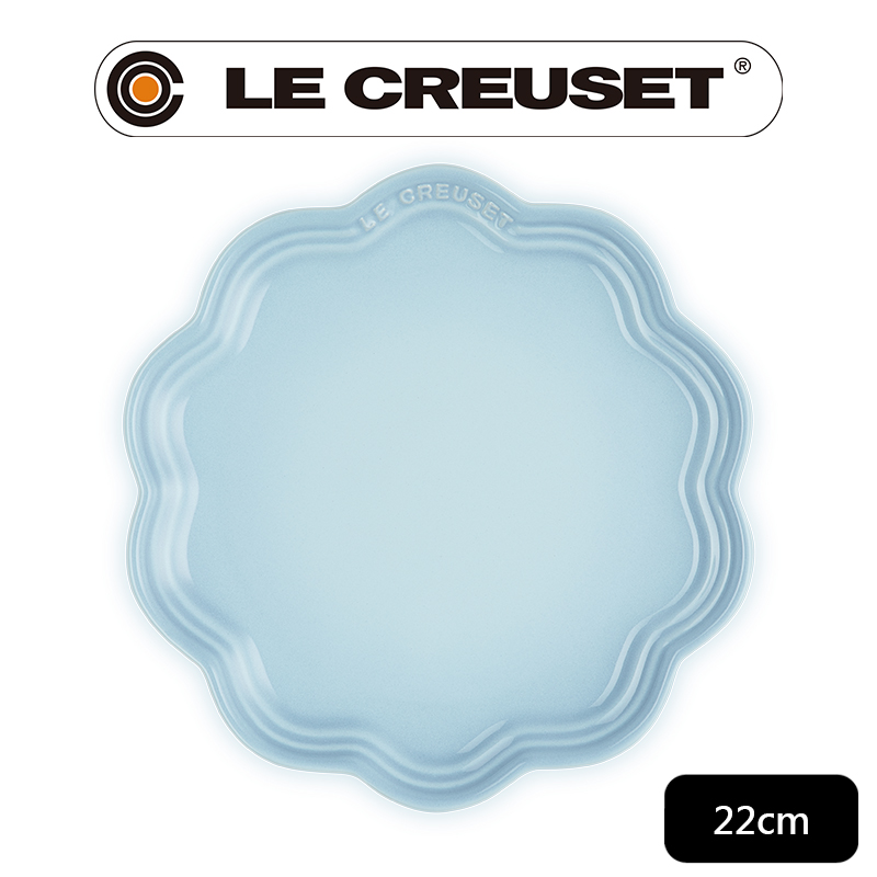 LE CREUSET -瓷器蕾絲花邊盤 22cm (淡海岸藍-無盒)