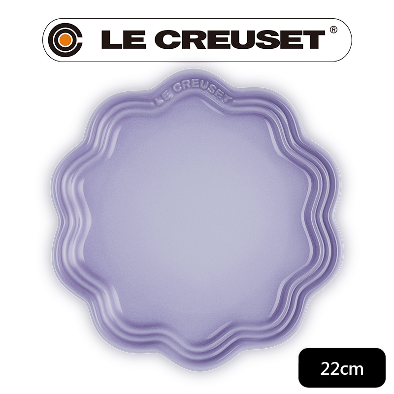 LE CREUSET -瓷器蕾絲花邊盤 22cm (粉彩紫-無盒)