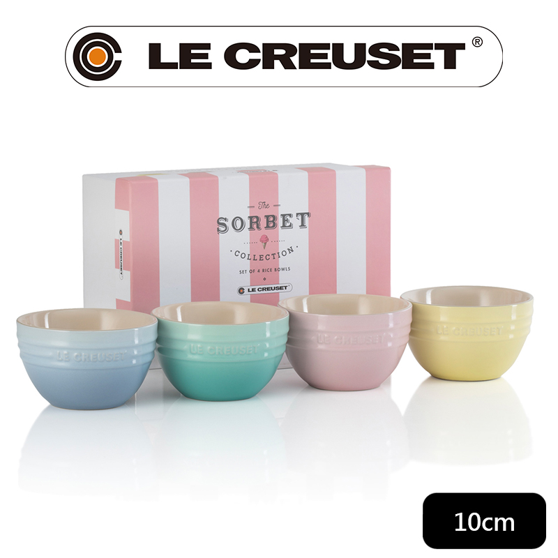 LE CREUSET 瓷器韓式飯碗10cm 4入(雪酪)