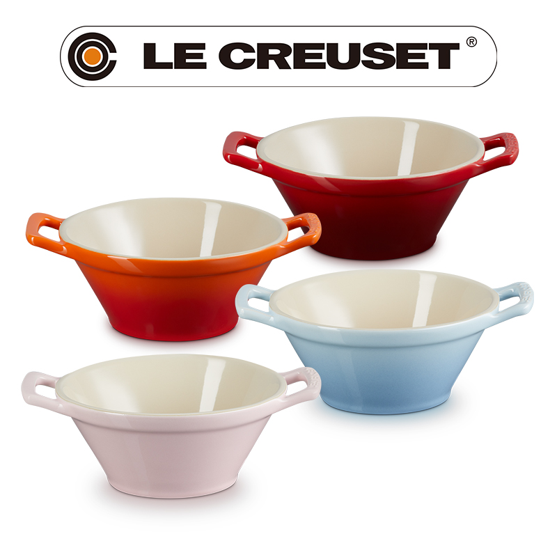 LE CREUSET -瓷器卡蘇雷碗 (火焰橘/海岸藍/櫻桃紅/雪紡粉 4色選1)