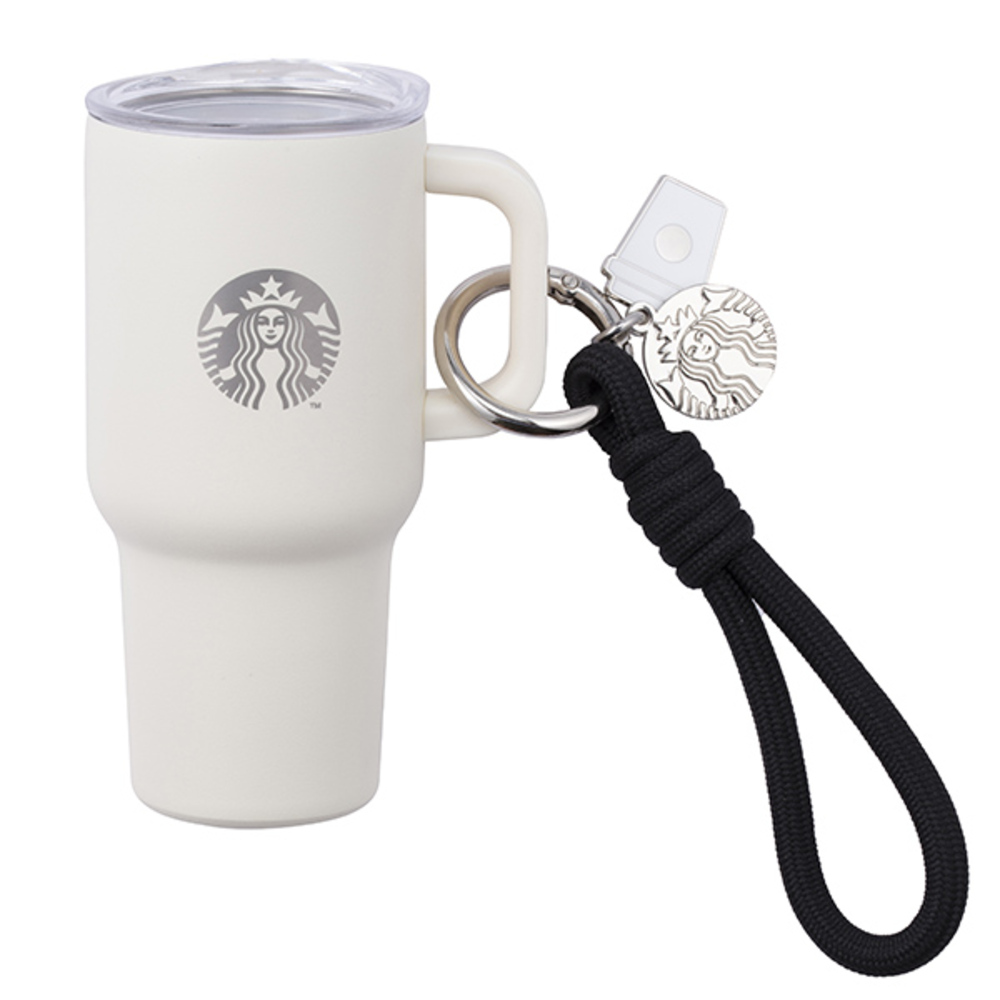 STARBUCKS 星巴克 白雷雕女神不鏽鋼杯吊飾