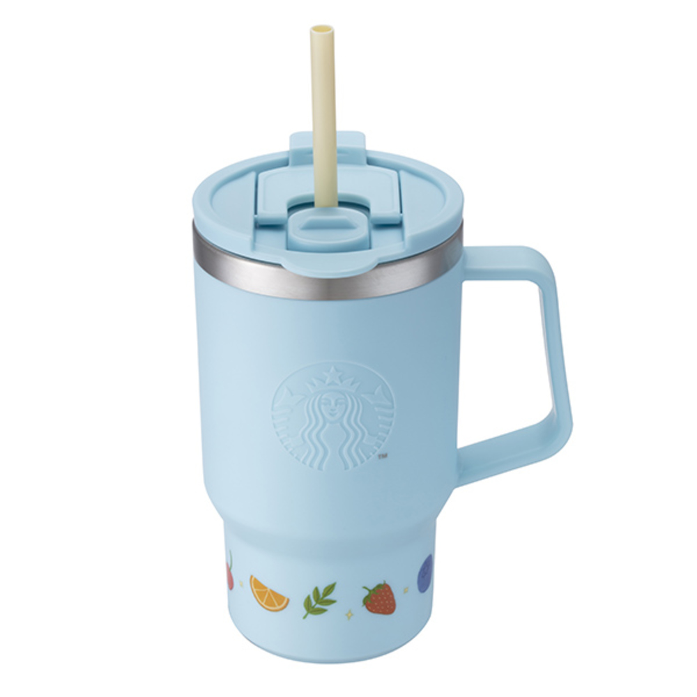 STARBUCKS 星巴克 水果不鏽鋼吸管把手杯