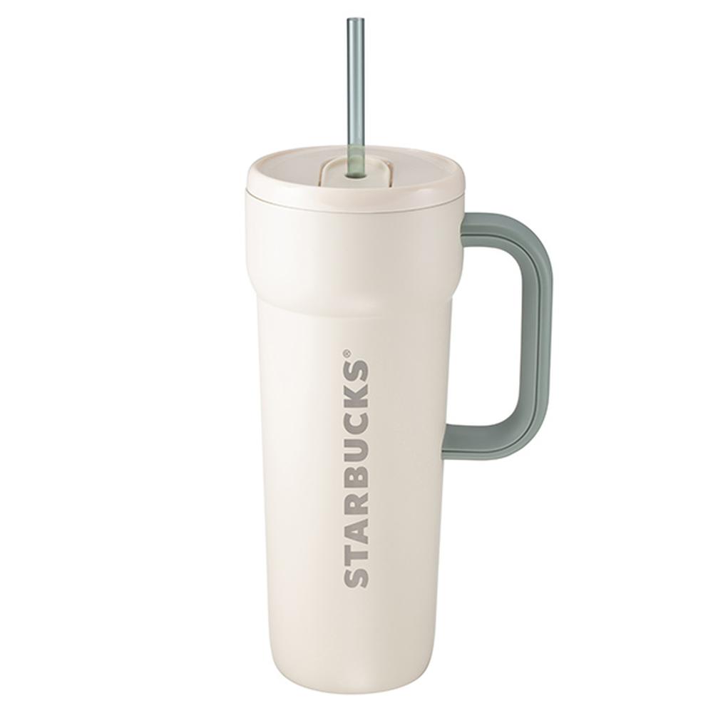 STARBUCKS 星巴克 24OZ柔和米不鏽鋼把手杯