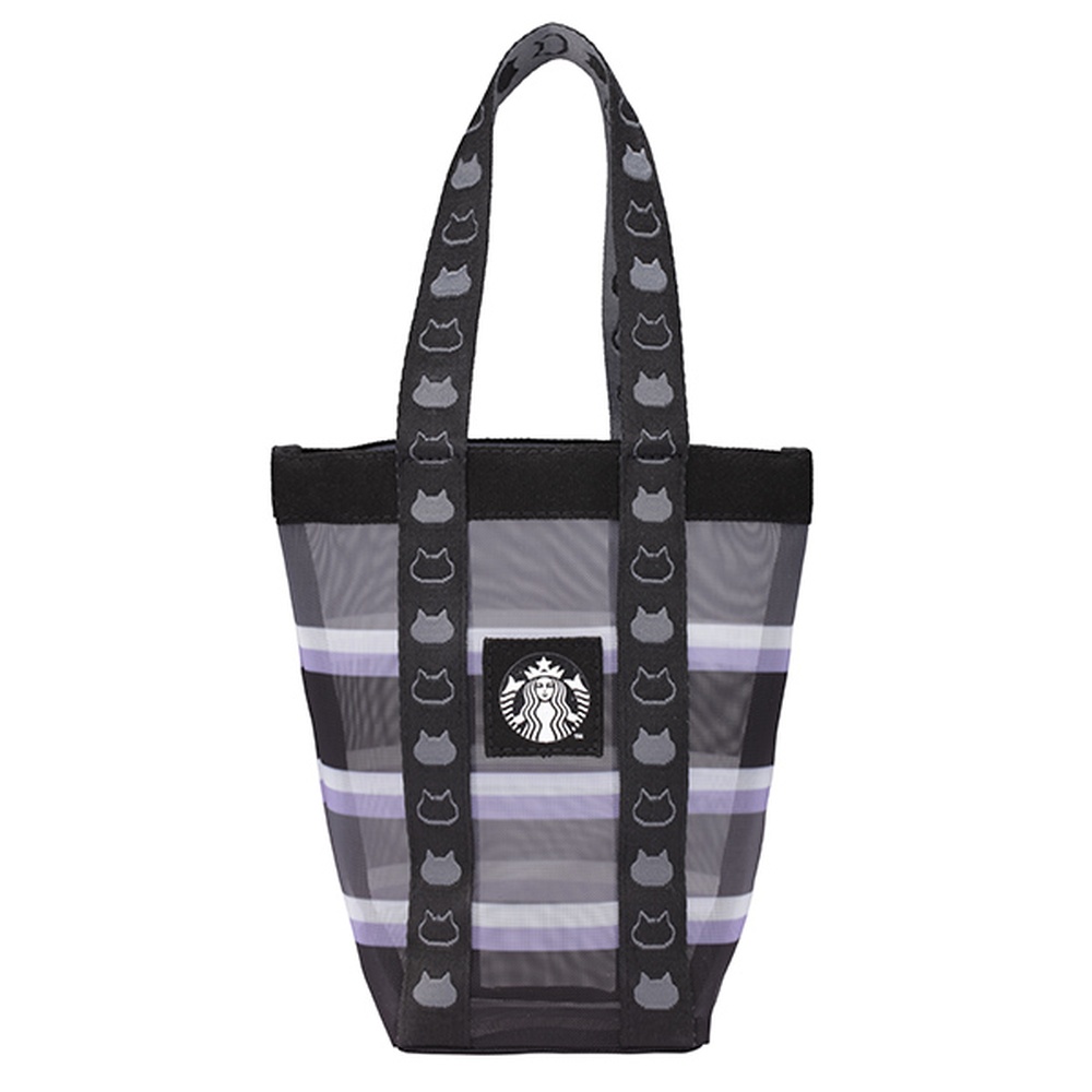 STARBUCKS 星巴克 黑貓條紋網布隨行杯袋