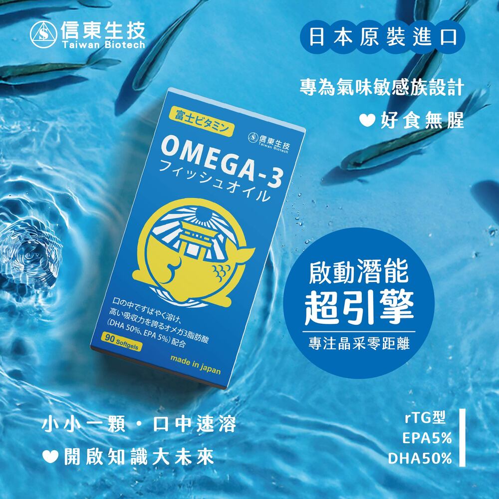 信東生技 嚴選小魚油口溶軟膠囊(90粒/盒)