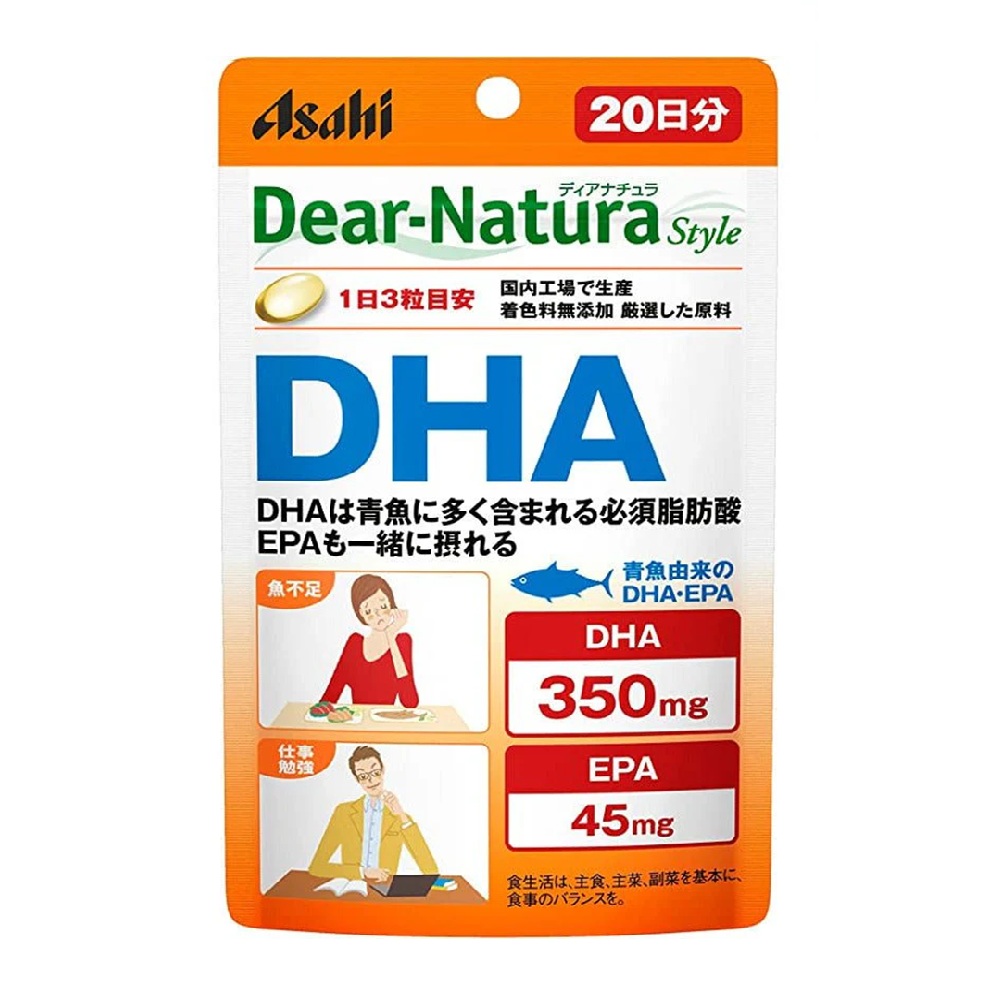 Asahi 朝日 Dear-Natura 魚油 350mg高濃度DHA+EPA (60顆/袋)