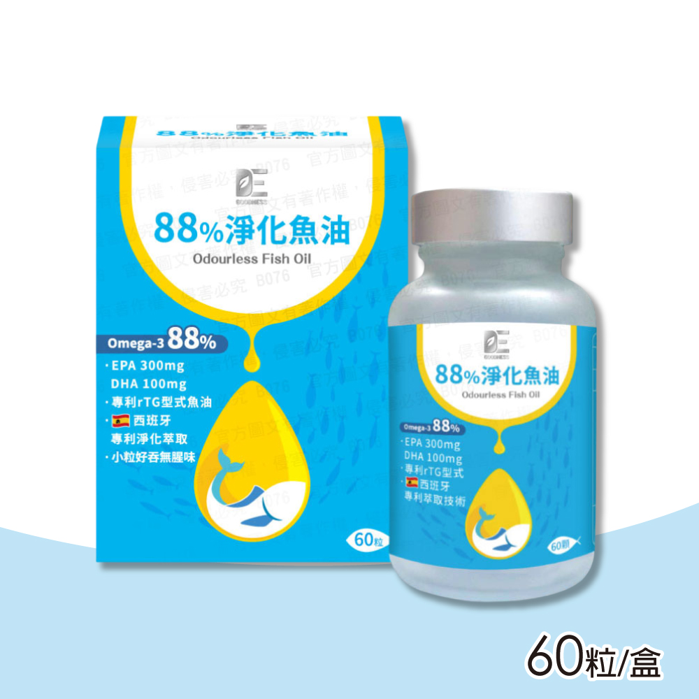 【德醫】88%淨化魚油 1瓶(60粒/瓶 高濃度魚油、小粒好吞無腥味)