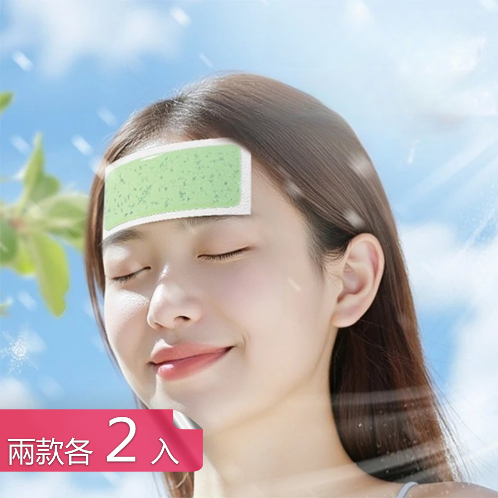荷生活 藿香清涼解暑持久提神冰涼貼 草本提取舒適涼感消暑降溫貼片-兩款各2入