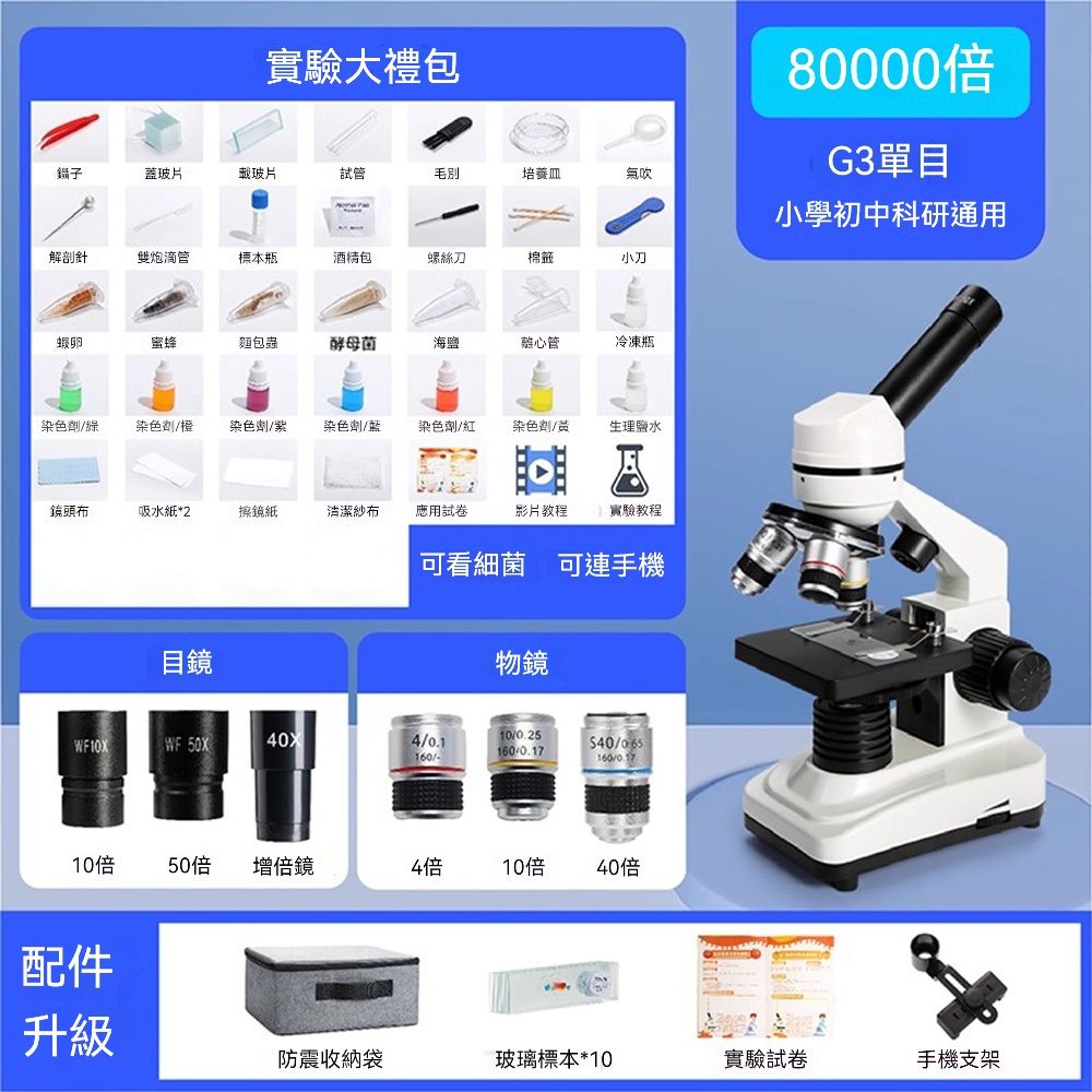 FANGGE 方格 顯微鏡 光學顯微鏡 單目顯微鏡 科學實驗室顯微鏡 高倍光學顯微鏡 高清電子顯微鏡