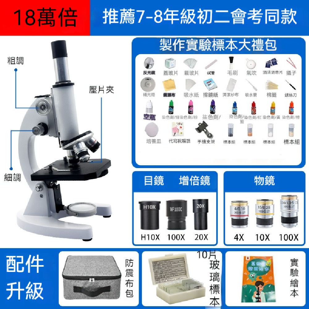 FANGGE 方格 顯微鏡 光學顯微鏡 生物顯微鏡 臺式顯微鏡 學生專用顯微鏡 高倍電子顯微鏡 實驗室顯微鏡