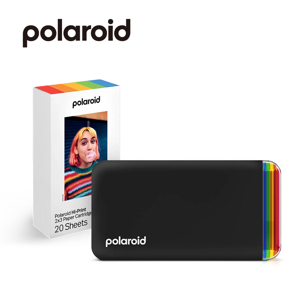 Polaroid 寶麗萊 手機相片印相機-黑色 超值組合(DH2+DHP1)內附20張相片紙