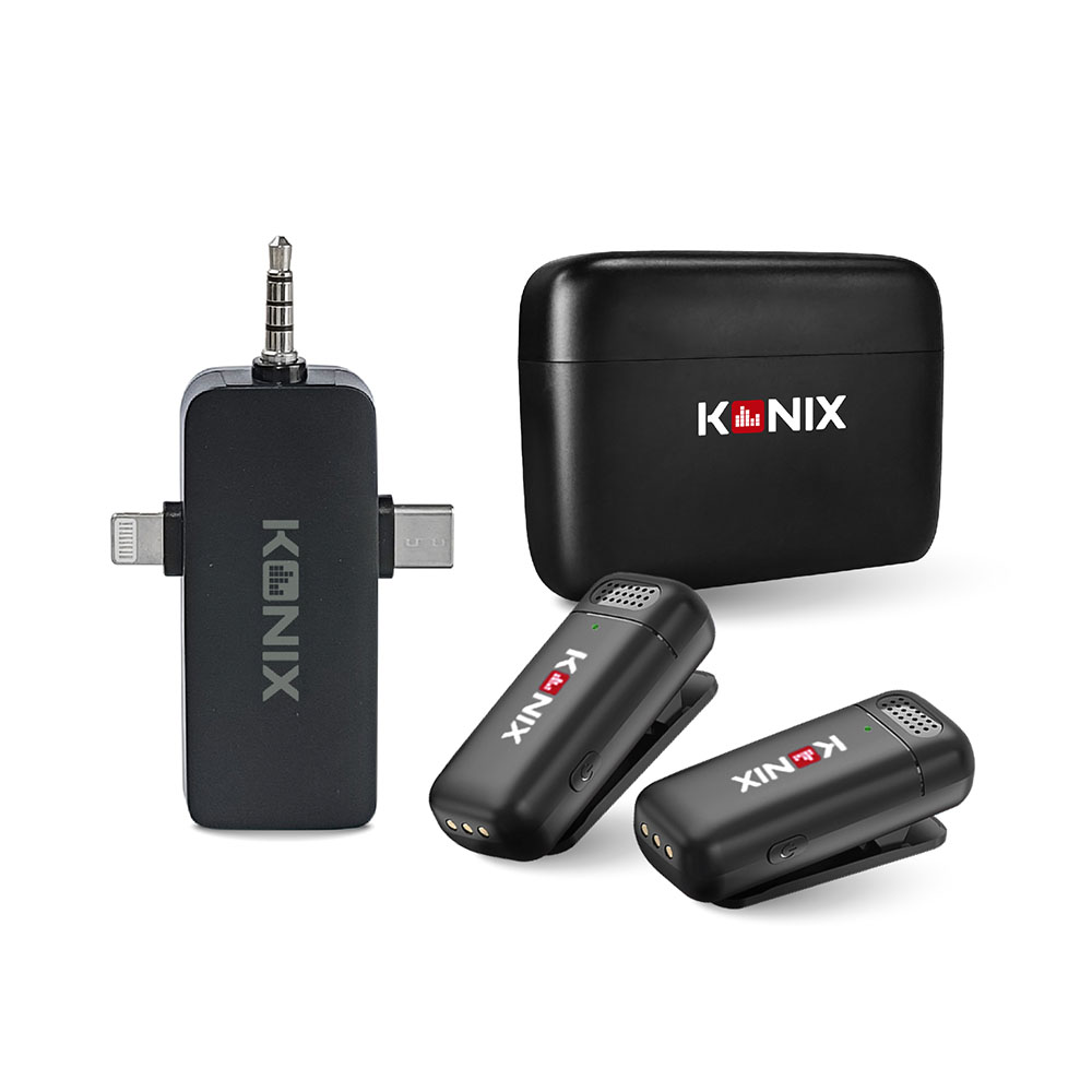Konix G2 多功能無線麥克風- 收納盒組 三合一(LightningType-C3.5mm)領夾式直播麥克風 具監聽功能