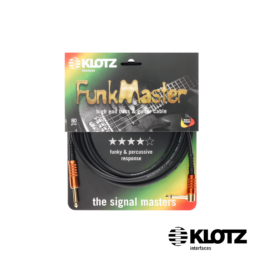 KLOTZ Titanium 6.3mm-L頭 FunkMaster bass 導線 6m