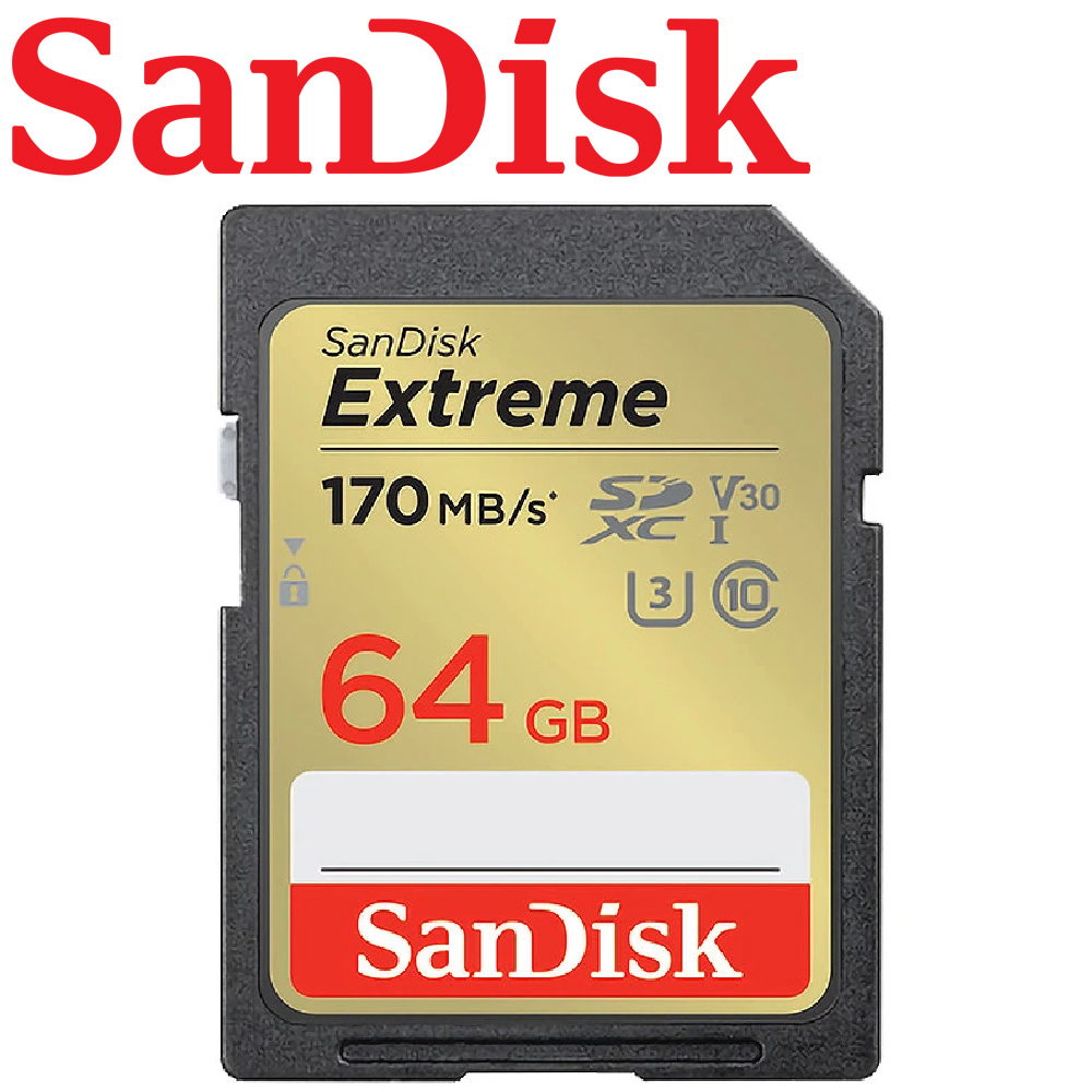 SanDisk 晟碟 64GB 170MB/s Extreme SDXC UHS-I U3 V30 記憶卡
