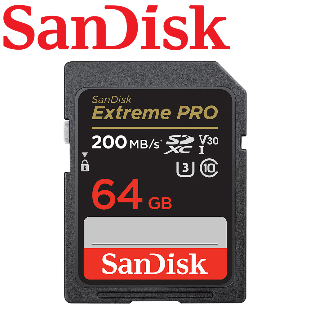SanDisk 晟碟 64GB 200MB/s Extreme PRO SDXC U3 UHS-I V30 記憶卡
