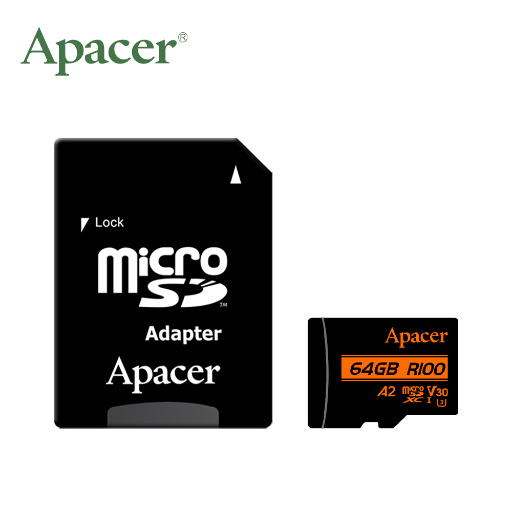 Apacer 宇瞻 橘卡 64GB MicroSDXC U3 V30 A2 C10 高效卡 (100M)