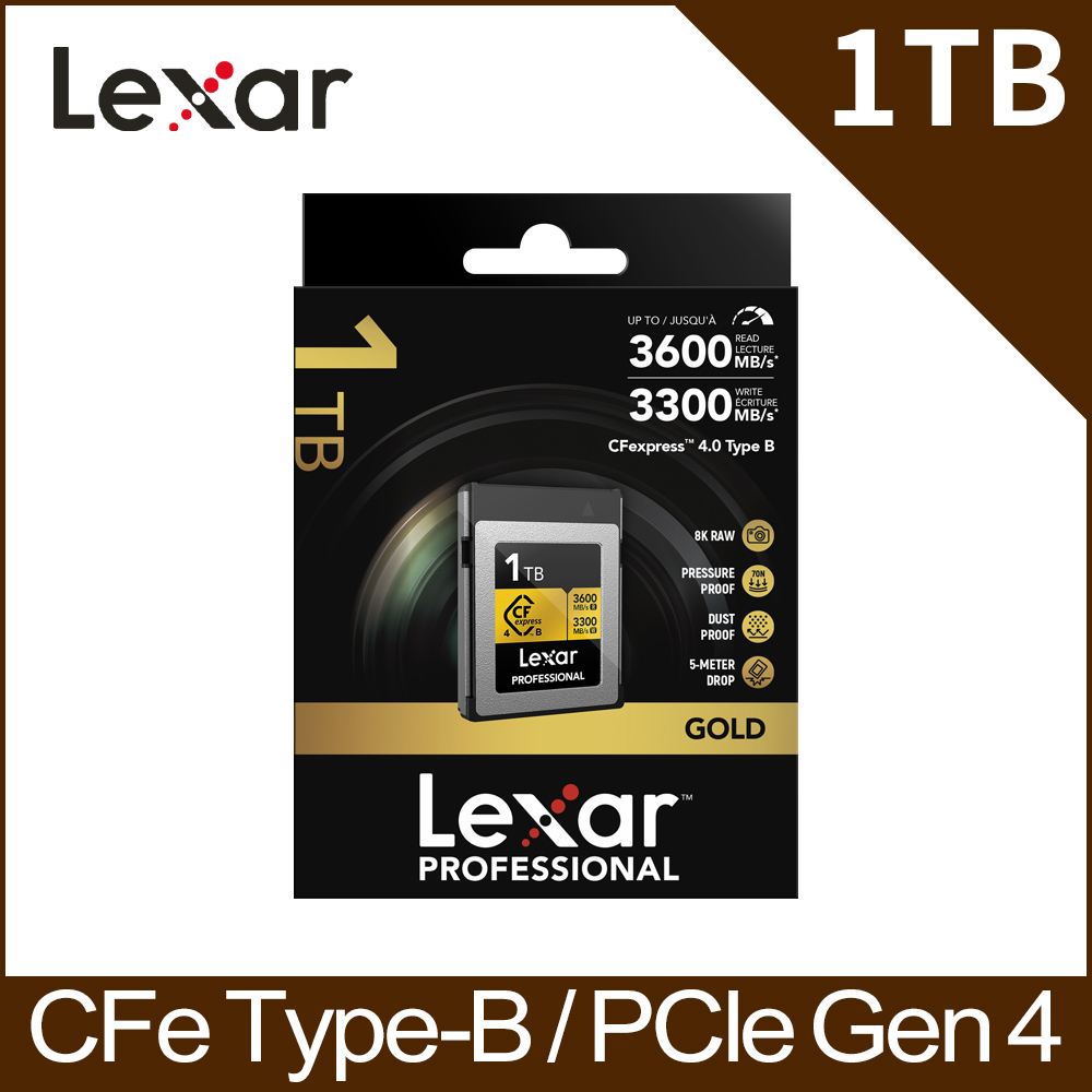 Lexar 雷克沙 Cfexpress 4.0 Type B Gold Series 1TB 記憶卡