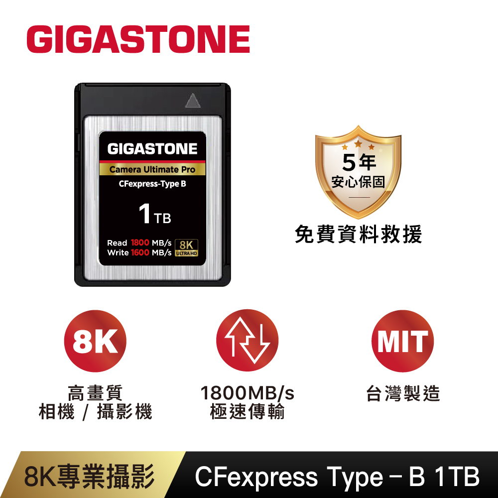 Gigastone 立達 CFexpress Type B 1TB 8K專業攝影極速記憶卡